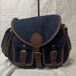 Erangle - Stylish vintage Navy and Brown Satchel Bag